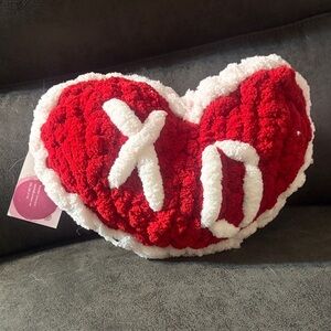 Cozy Heart-Shaped Red and White Pillow